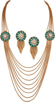 TAP Fashion Copper Gold-plated Green Jewellery Set(Pack of 1)