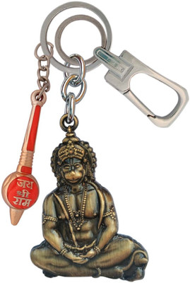 HANDSOME ISK Double Side Hanuman ji With Jai Shree Ram Gada Locking Hook Trendy Lighweight Key Chain