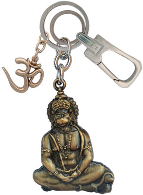 HANDSOME ISK Double Side Hanuman ji With Om Chorme Finishing Locking Hook Lighweight Key Chain