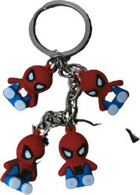 365 Degree Set of 3 Spiderman Keychain for Bikes and Lockers ( Color- Red ) Key Chain