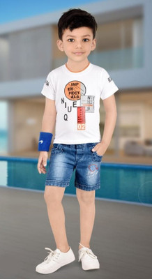 H & Highness Boys Party(Festive) T-shirt Pant(White)