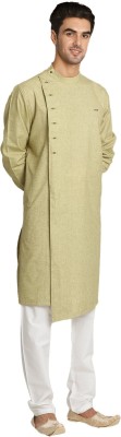 MANYAVAR Men Solid Straight Kurta(Green)