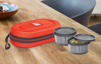 MILTON Nutri Lunch Box Elegant Tiffin With Microwavable Steel Container Set 2 Pcs, 700 ml, Orange 2 Containers Lunch Box(700 ml)