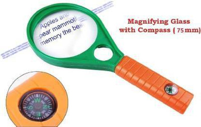 TOOLBUX Hand-Held 75 mm ( 4X & 6X ) Optical Grade Double side Magnifying Glass 4 X & 6 X Magnifying Glass(Green/Yellow)