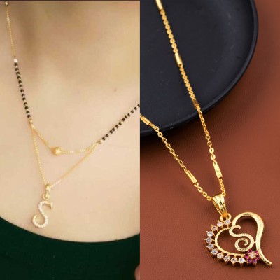 BOGHRA SALES Latest Designer Classy Initial S Letter Women's Daily Wear Combo Mangalsutra Alloy, Copper Mangalsutra