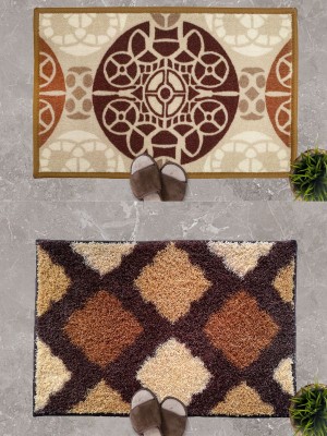 Athom Living Polyester Floor Mat(Multicolor, Medium, Pack of 2)