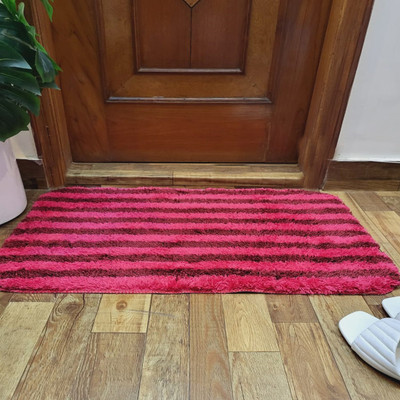 A CUBE LUXURY SOLUTIONS Microfiber, Polyester Floor Mat(Pink, Large)