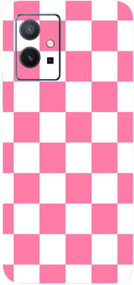 Mclaxa Pink&White Checkers Mobile Back Skin, Pink&White Checkers, VIVO Y75 5G Mobile Skin(Pink&White Checkers Skin With Super Matte Finish)