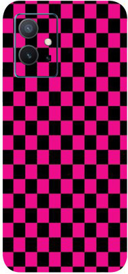Mclaxa Black&Pink Checkers Mobile Back Skin, Black&Pink Checkers, VIVO Y75 5G Mobile Skin(Black&Pink Checkers Skin With Super Matte Finish)