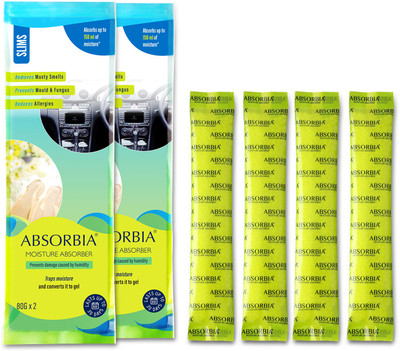 ABSORBIA No Fragrance Blocks Moisture Absorber | Slim Sachet Pack of 8(160ml Each) | Dehumidifier for Cars, Drawers, Bed boxes Shoe Racks| Fights Against Moulds…(8 x 80 g)