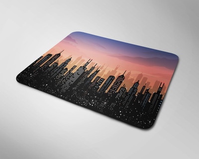 BLISSart Mousepad For Laptops Computer Gaming Mouse Pad HD Printed-Manhattan Night Non Slip Base Mousepad(Square (9 X 7.5 Inches))