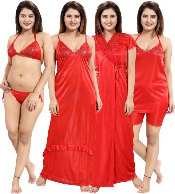 Lovira Women Nighty Set(Red)