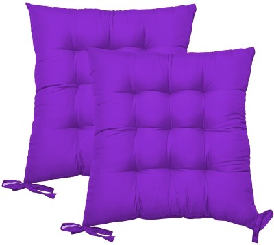 Daddy Cool Polyester Fibre Solid Chair Pad Pack of 2(Purple)