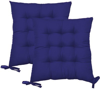 Daddy Cool Polyester Fibre Solid Chair Pad Pack of 2(Dark Blue)