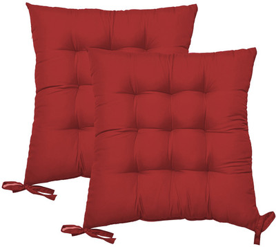Daddy Cool Extra Comfortable Polyester Fibre Solid Chair Pad Pack of 2(Maroon)