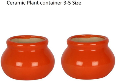 OriginalCeramics ceramic pot Small Matki Pot Plant Container Set(Pack of 2, Ceramic)
