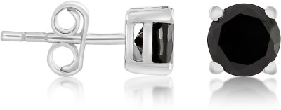Femme Jam 925 Sterling Silver Natural Black Onyx Round Stud Earrings for Women & Girls Onyx Sterling Silver Stud Earring