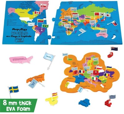 Imagimake Mapology World with Flags & Capitals- with Country Shaped Pieces- for 5 Years+(86 Pieces)