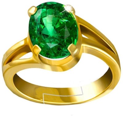 Senroar Emerald Panna 5Carat or 7ratti Stone Adjustable Ring for Men Crystal Emerald Ring