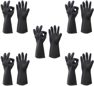 NARV Hand Gloves For Dishwashing Kitchen Bathroom Toilet Cleaning Food Processing Wet and Dry Glove Set(Free Size Pack of 10)