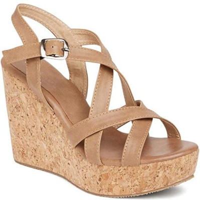 Vaniya Shoes Women Wedges(Beige , 4)