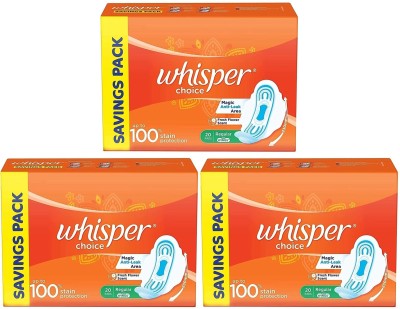 Whisper Choice Sanitary Regular ( 20+20+29 pads ) wings sanitary pad Sanitary Pad  (Pack of 69)