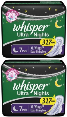 Whisper Ultra Night Extra XL wings 7+7 pads Sanitary Pad  (Pack of 2)