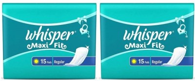 Whisper Maxi Fit Regular Sanitary Napkins - 15+15 Sanitary Pad(Pack of 2)