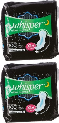 Whisper Ultra Night sanitary XL+ 15+15 pads Sanitary Pad  (Pack of 2)