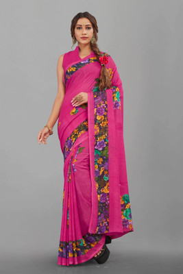 CHOICEIT Floral Print Bollywood Georgette Saree(Pink)