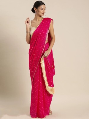 Parmila Fashion Dyed Bollywood Chiffon Saree(Pink)