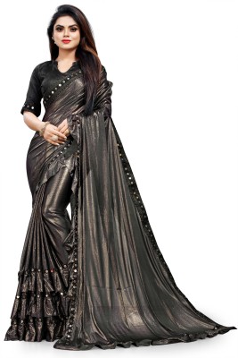 Aarya creation Embellished Bollywood Lycra Blend Saree(Black)