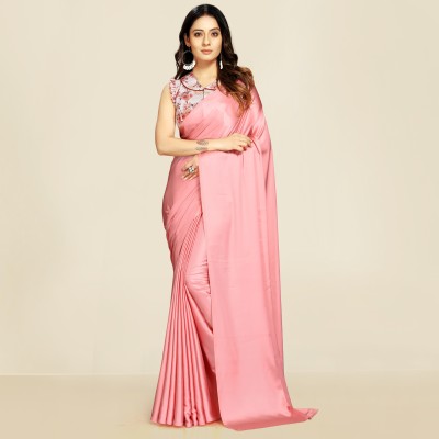 DHYANOM Solid/Plain Bollywood Satin Saree(Multicolor)