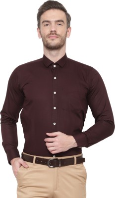 VURSO Men Solid Formal Brown Shirt