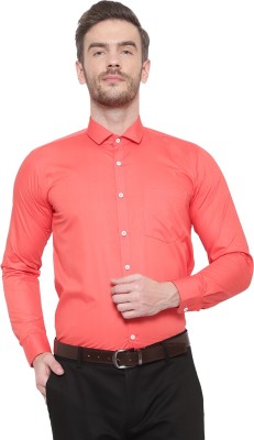 SREY Men Solid Formal Orange Shirt