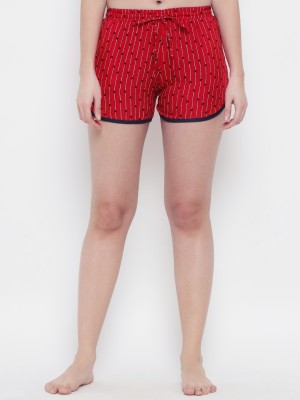 GUTI Striped Women Red Night Shorts