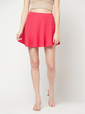 UNICUS APPAREL Solid Women Regular Pink Skirt