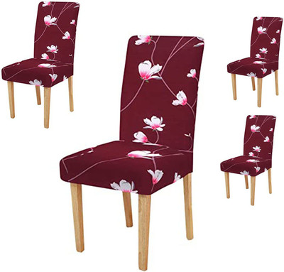 Planet Home Polyester Geometric 1 Seater Chair Cover(Maroon Pack of 4)