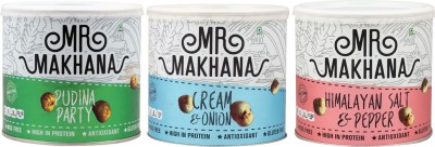 Spyke Roasted Makhana : Himalayan Salt & Pepper, Pudina Party, Cream & Onion(3 x 50 g)