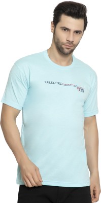 Zeffit Printed Men Round Neck Light Blue T-Shirt