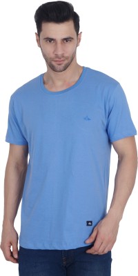 ManedWolf Embroidered Men Round Neck Blue T-Shirt