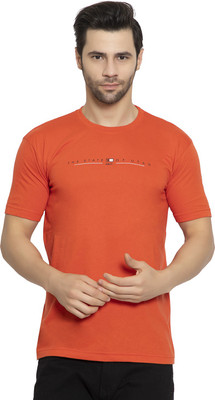 Zeffit Printed Men Round Neck Orange T-Shirt