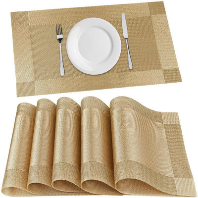 Flipkart SmartBuy Rectangular Pack of 6 Table Placemat(Gold, PVC)