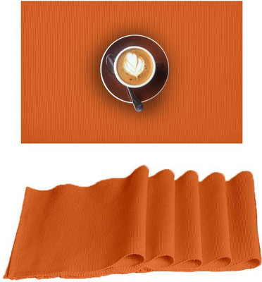 OASIS Rectangular Pack of 6 Table Placemat(Orange, Cotton)