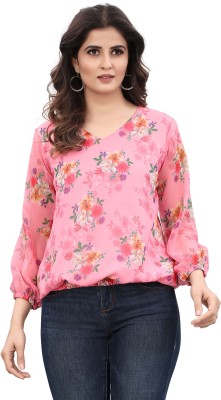 Flute Fashion Casual Printed Women Pink Top