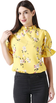 aakrushi Casual Printed Women Yellow Top