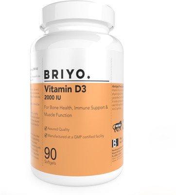 BRIYOSIS Vitamin D3 2000 IU - 90- For Bone Health, Muscle Function and Immune Support(90 No)