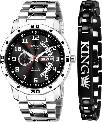 Piaoma Day And Date Functioning High Quality Combo Of King Printed Bracelet Analog Watch  - For Men
