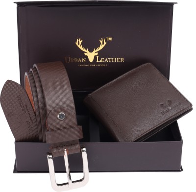 URBAN LEATHER Wallet & Belt Combo(Brown)