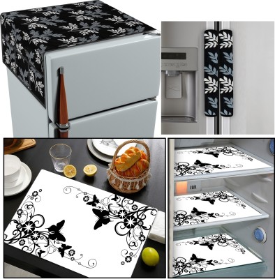 Mee Pra Refrigerator  Cover(Width: 93 cm, Black)